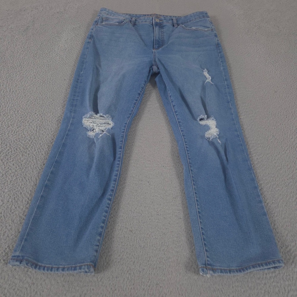 Joe's Jeans Womens 31 Blue Bibiana Straight Leg Distressed Stretch Denim Pants
